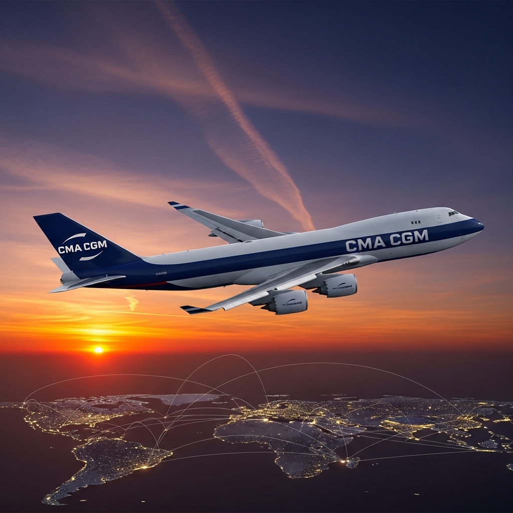 CMA CGM Air Cargo Plane in Flight